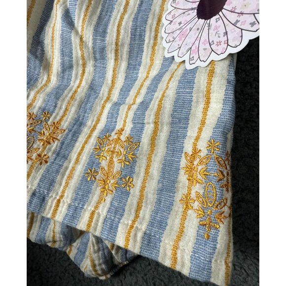 Btween 3M 3 nfant Outfit Set With Headband Yellow & Blue Stripes Embroidered Flo - Picture 2 of 7